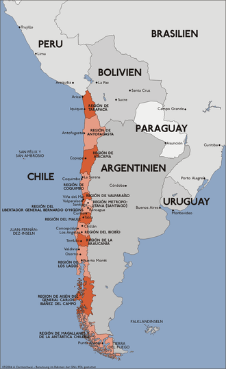 Karte Chile (Verwaltungsgliederung) Karte Chile (Verwaltungsgliederung)