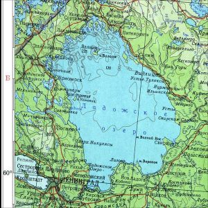 Kartenausschnitt aus dem Atlas der UdSSR Abbildung 6: Kartenausschnitt aus dem Atlas der UdSSR, Auflage 1962: Die Städte Sestroreck und Salmi sind korrekt eingetragen.