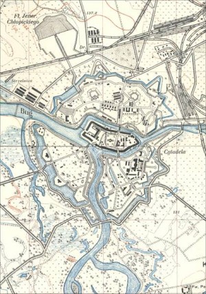 Brest-Litowsk in der amtlichen polnischen topographischen Karte im Maßstab 1:25.000 Abbildung 9: Brest-Litowsk in der amtlichen polnischen topographischen Karte im Maßstab 1:25.000. Zusammensetzung von Blatt 4037-C Brzesc und Blatt 4037-F Terespol, 1925.