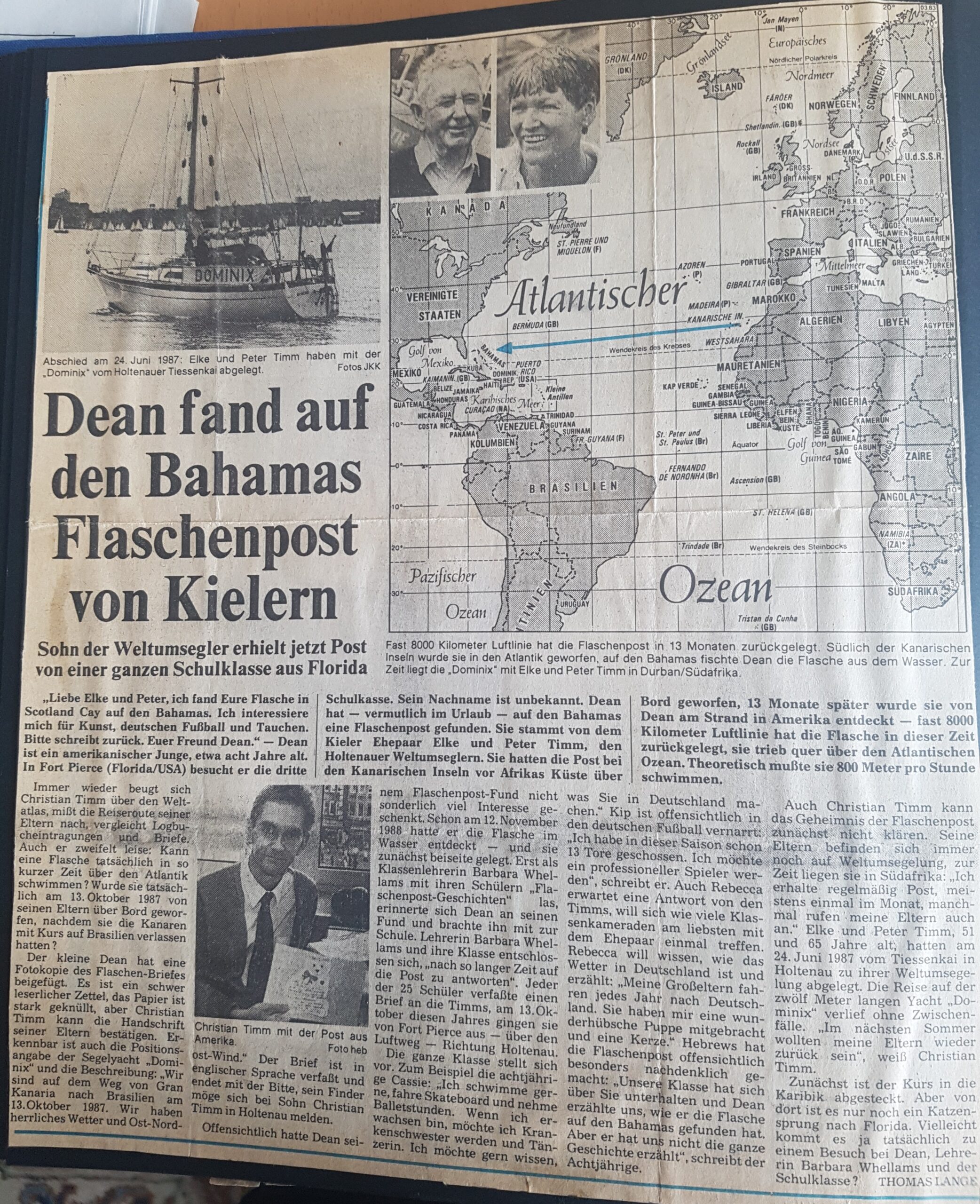 Flaschenpost – Zeitungsartikel